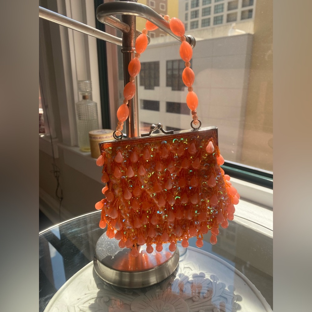 EVENING BAG WITH GLASS BEADS Size 5 x 10 inches